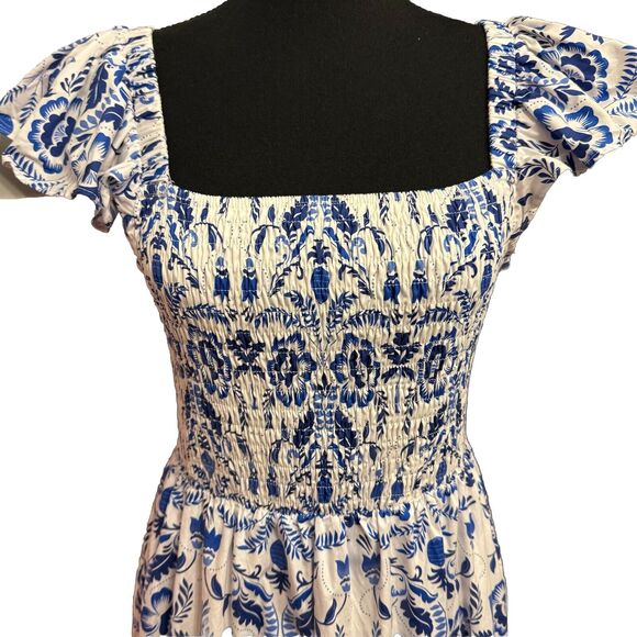 Sugarlips Dress Medium Cottagecore Smocked Tiered Maxi Coastal Vacation Cruise - Picture 3 of 10